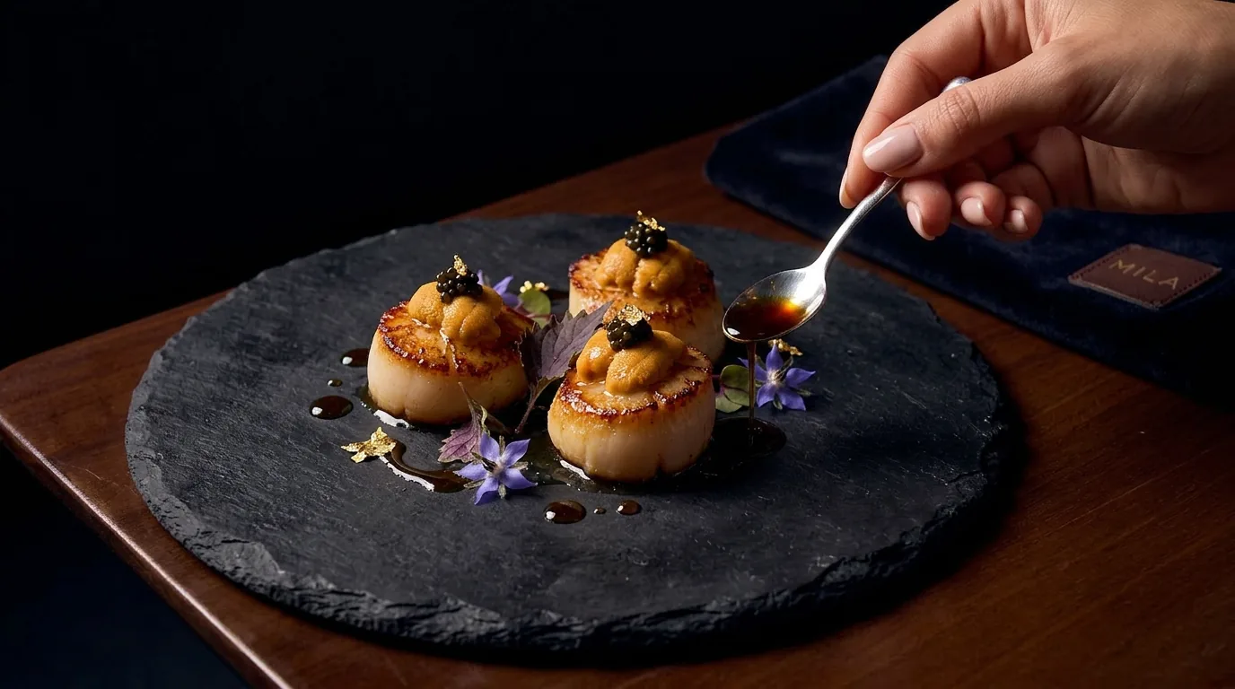 Plat gastronomique fusion asiatique d'Elie pour un anniversaire à domicile à Montréal