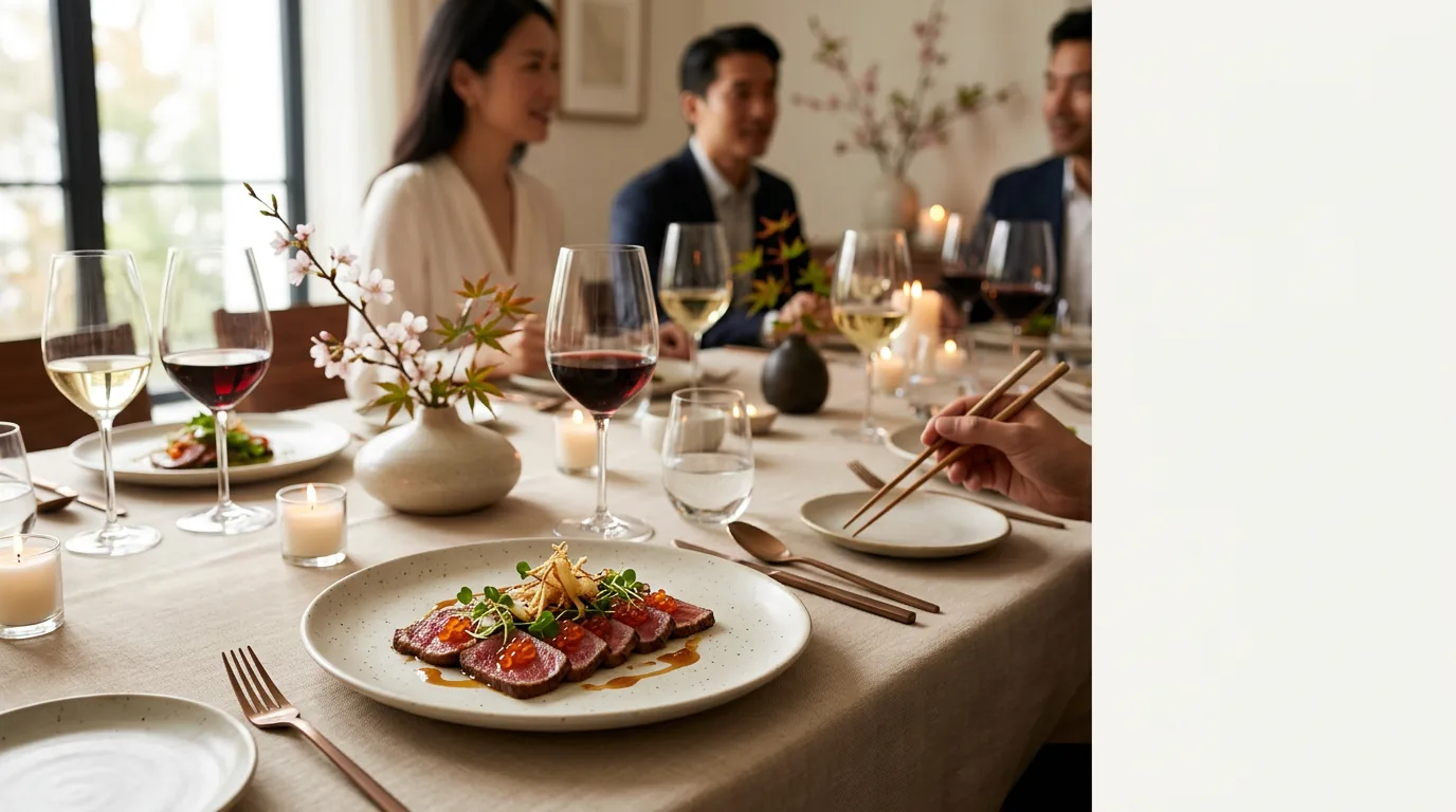 Table dressée pour un souper privé à domicile à Montréal